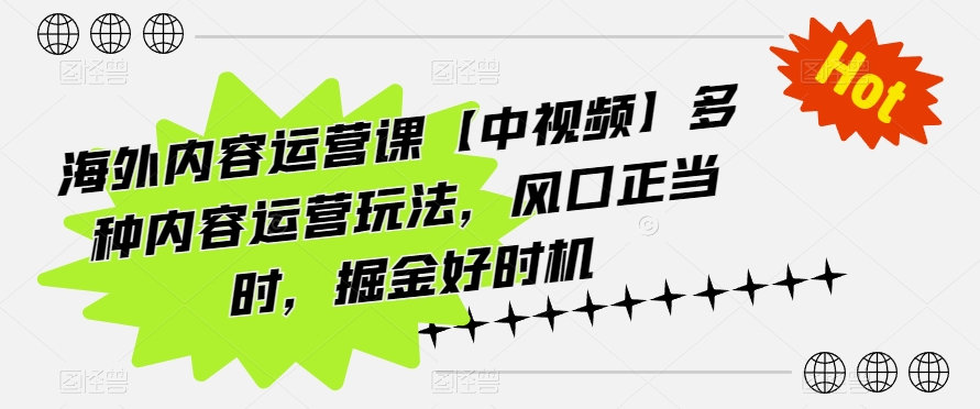 海外内容运营课【中视频】多种内容运营玩法，风口正当时，掘金好时机-网创猫