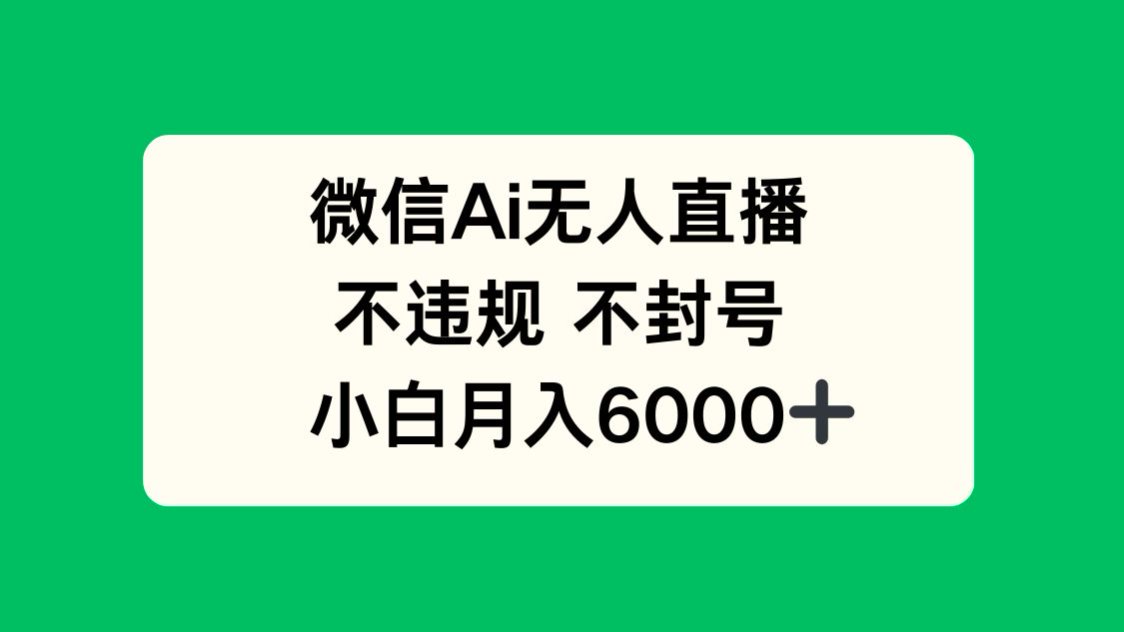 微信AI无人直播，不违规 不封号 ，小白月入6000+-网创猫