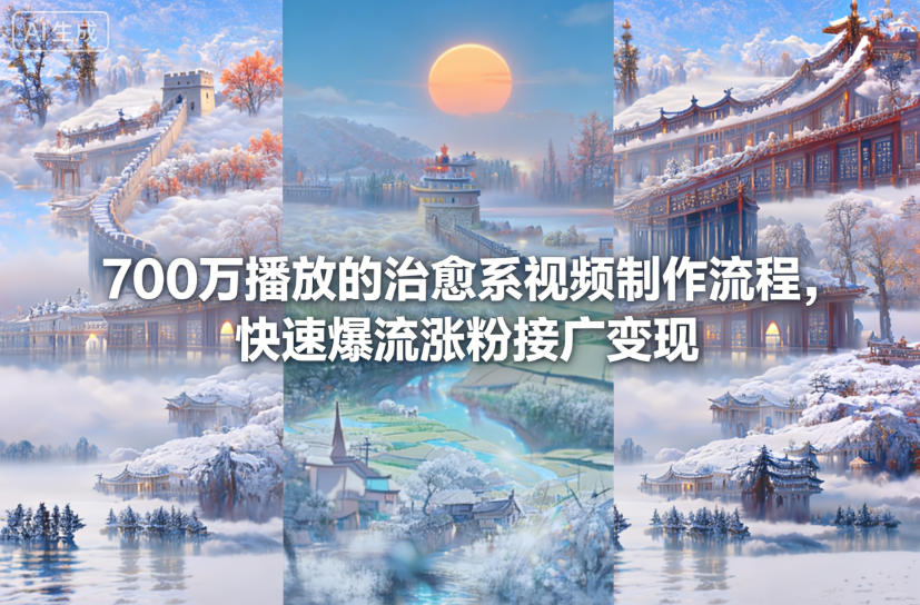 700万播放的治愈系视频制作流程，快速爆流涨粉接广变现-网创猫