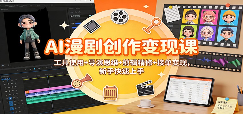 AI漫剧创作变现课：工具使用+导演思维+剪辑精修+接单变现，新手快速上手-网创猫