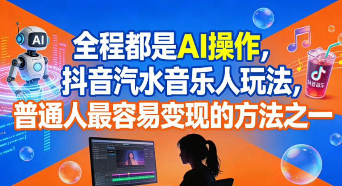 全程都是AI操作，抖音汽水音乐人玩法，普通人最容易变现的方法之一-网创猫