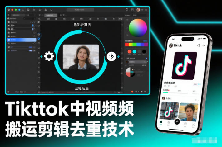 Tiktok中视频纯搬运剪辑去重技术，外来技术，自行测试-网创猫