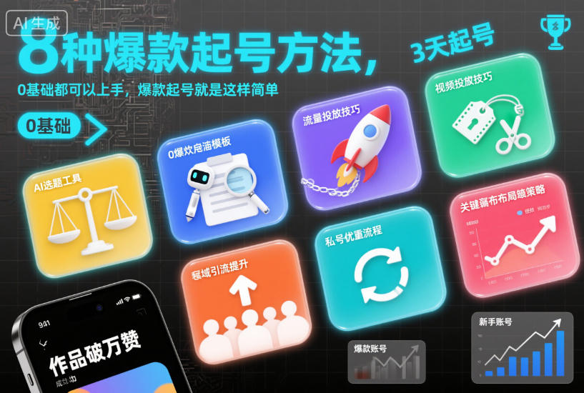 8种爆款起号方法，0基础都可以上手，爆款起号就是这样简单-网创猫