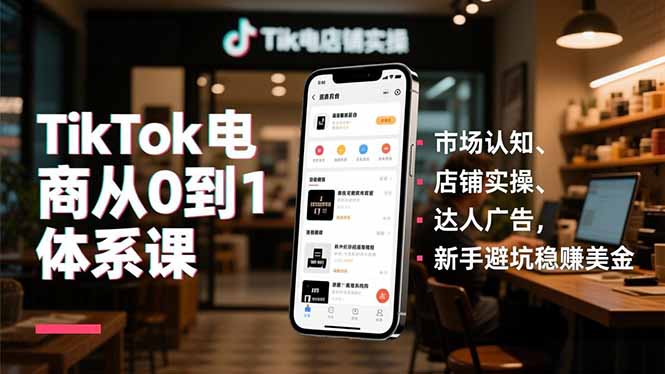 TikTok电商从0到1体系课，市场认知、店铺实操、达人广告，新手避坑稳赚美金-网创猫