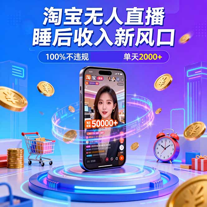 淘宝无人直播，不违规不封号，直播100小时卖了5万，年底旺季！-网创猫