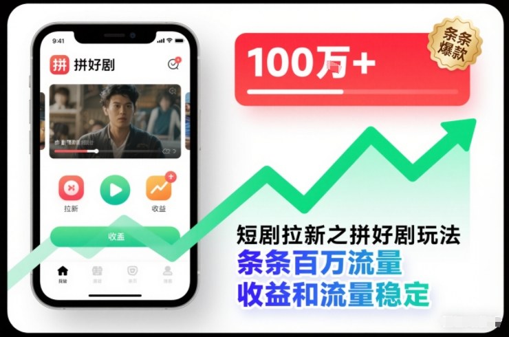 短剧拉新之拼好剧玩法，条条百万流量，收益和流量稳定-网创猫