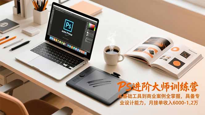 PS进阶大师训练营，从基础工具到商业案例全掌握，具备专业设计能力，月接单收入6000-1.2万-网创猫