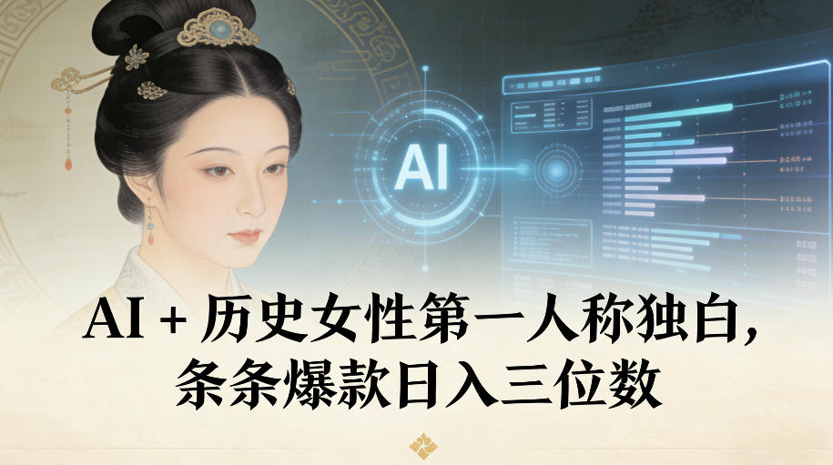 AI+历史女性第一人称独白，条条爆款日入三位数-网创猫