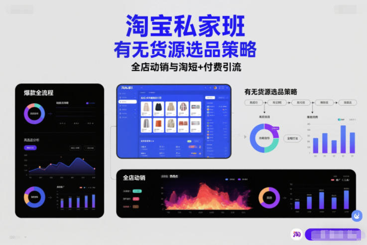 淘宝私家班，有无货源选品策略，高成功率爆款全流程打法，全店动销与淘短+付费引流-网创猫