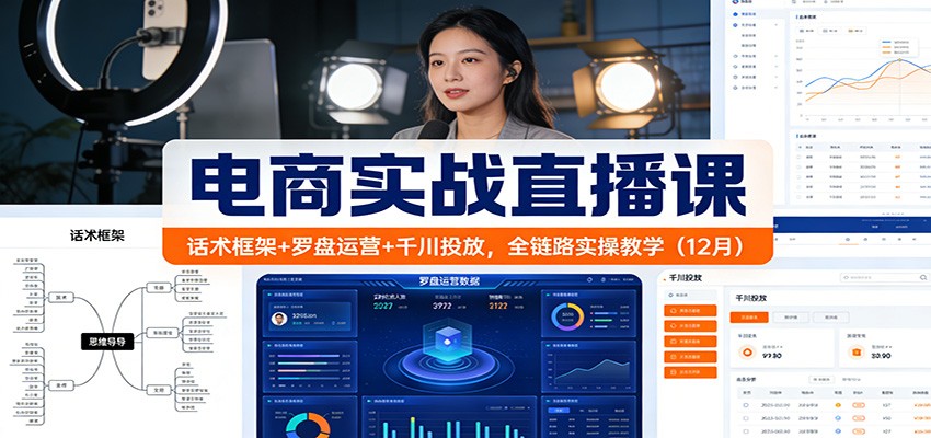 电商实战直播课：话术框架+罗盘运营+千川投放，全链路实操教学（12月）-网创猫