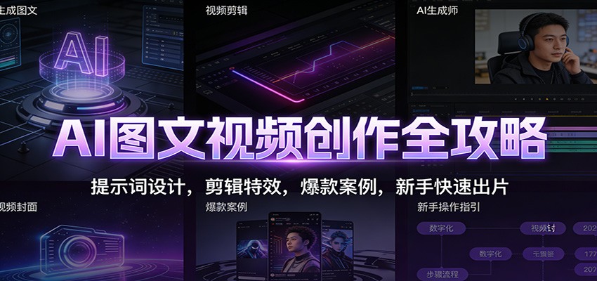 AI图文视频创作全攻略：提示词设计，剪辑特效，爆款案例，新手快速出片-网创猫