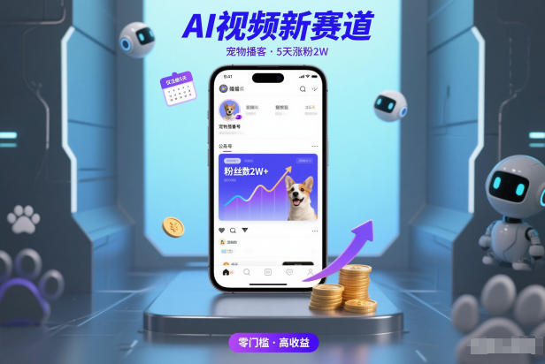 AI视频新赛道，宠物播客仅注册5天涨粉2W，收益非常可观-网创猫