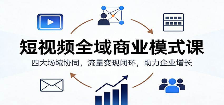 短视频全域商业模式课：四大场域协同，流量变现闭环，助力企业增长-网创猫