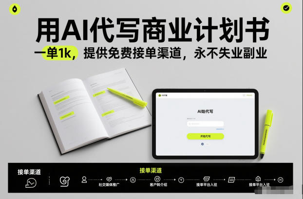 用AI代写商业计划书，一单1k，提供免费接单渠道，永不失业副业-网创猫