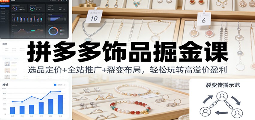 拼多多饰品掘金课：选品定价+全站推广+裂变布局，轻松玩转高溢价盈利-网创猫