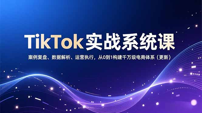 TikTok实战系统课，案例复盘、数据解析、运营执行，从0到1构建千万级电商体系（更新）-网创猫