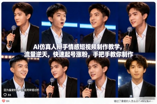 AI仿真人辩手情感短视频制作教学，流量逆天，快速起号涨粉，手把手教你制作-网创猫