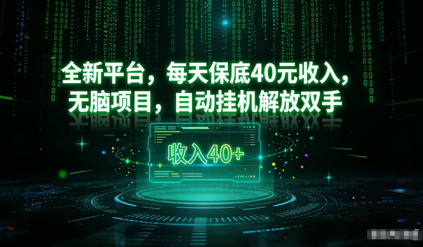 最新看广平台，每天保底30-4米，无脑项目，自动挂G解放双手-网创猫