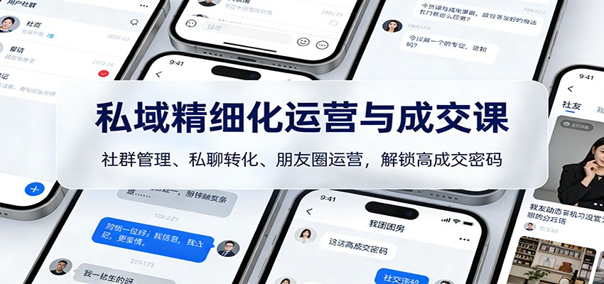 私域精细化运营与成交课：社群管理、私聊转化、朋友圈运营，解锁高成交密码-网创猫