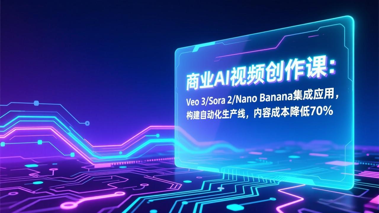商业AI视频创作课：Veo 3/Sora 2/Nano Banana集成应用，构建自动化生产线，内容成本降低70%-网创猫