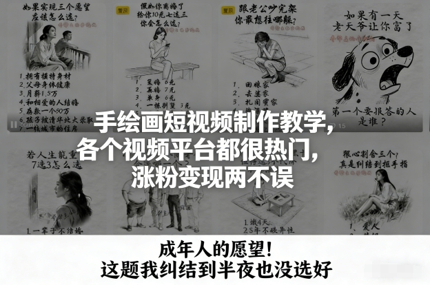 手绘画短视频制作教学，各个视频平台都很热门，涨粉变现两不误-网创猫