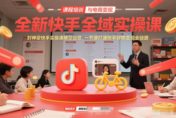 全新快手全域实操课，封神级快手实操课横空出世，一节课打通快手好物变现全链路-网创猫