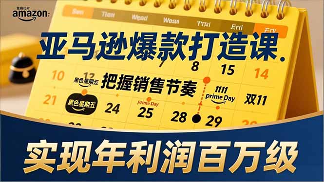 亚马逊爆款打造课，大促节点、全年规划、淡旺季打法，把握销售节奏，实现年利润百万级-网创猫