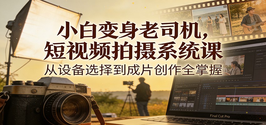 小白变身老司机，短视频拍摄系统课，从设备选择到成片创作全掌握-网创猫