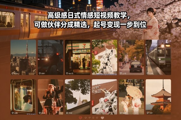 高级感日式情感短视频教学，可做伙伴分成精选，起号变现一步到位-网创猫