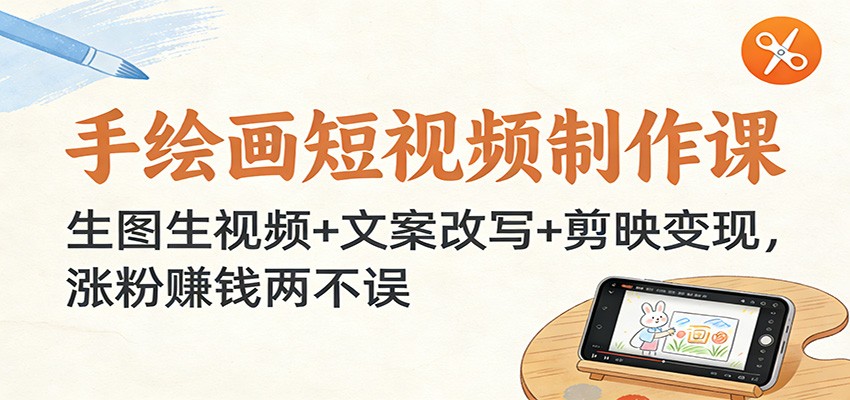 手绘画短视频制作课：生图生视频+文案改写+剪映变现，涨粉赚钱两不误-网创猫