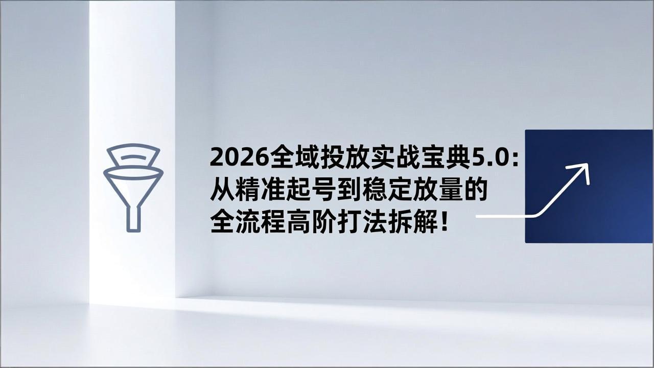 2026全域投放实战宝典5.0：从精准起号到稳定放量的全流程高阶打法拆解！-网创猫
