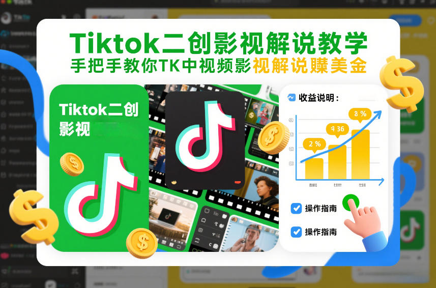 Tiktok二创影视解说教学，手把手教你TK中视频影视解说賺美金(更新26年1月)-网创猫