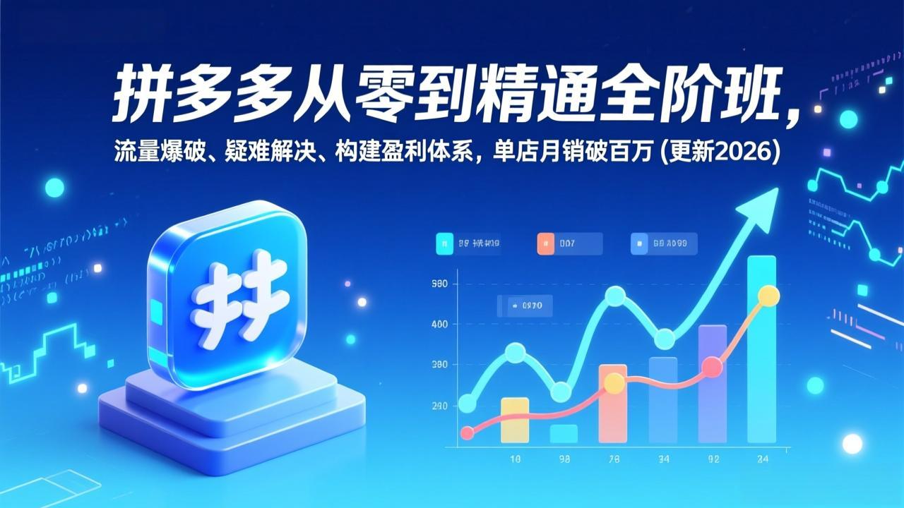 拼多多从零到精通全阶班，流量爆破、疑难解决，构建盈利体系，单店月销破百万(更新2026-网创猫