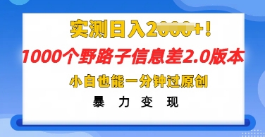 2025抖音1000个野路子信息差最新玩法，一分钟过原创，暴力变现月入几k-网创猫