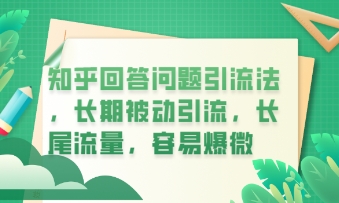 知乎回答问题引流法，长期被动引流，长尾流量，私域变现必学课程-网创猫