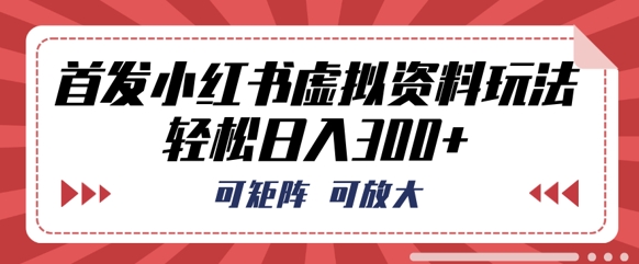 首发小红书虚拟资料玩法，可矩阵，可放大，轻松日入3张-网创猫