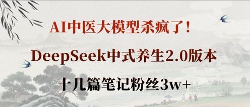 AI中医大模型杀疯了！DeepSeek中式养生2.0版本，十几篇笔记粉丝3w+-网创猫