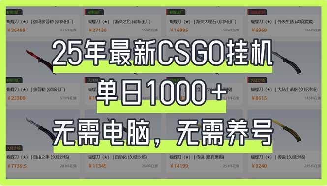 （14178期）25年最新CSGO挂机系统，单日1000+，无需电脑，无需养号，0基础可上手-网创猫