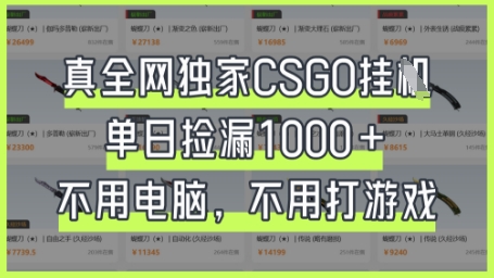 真全网独家CSGO挂G，单日捡漏1k+【揭秘】-网创猫