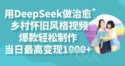 用DeepSeek做治愈乡村怀旧风格视频，爆款轻松制作，当日最高变现多张-网创猫